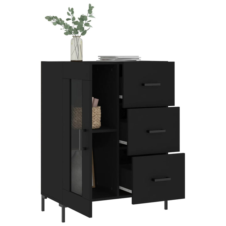 skænk 69,5x34x90 cm konstrueret træ sort