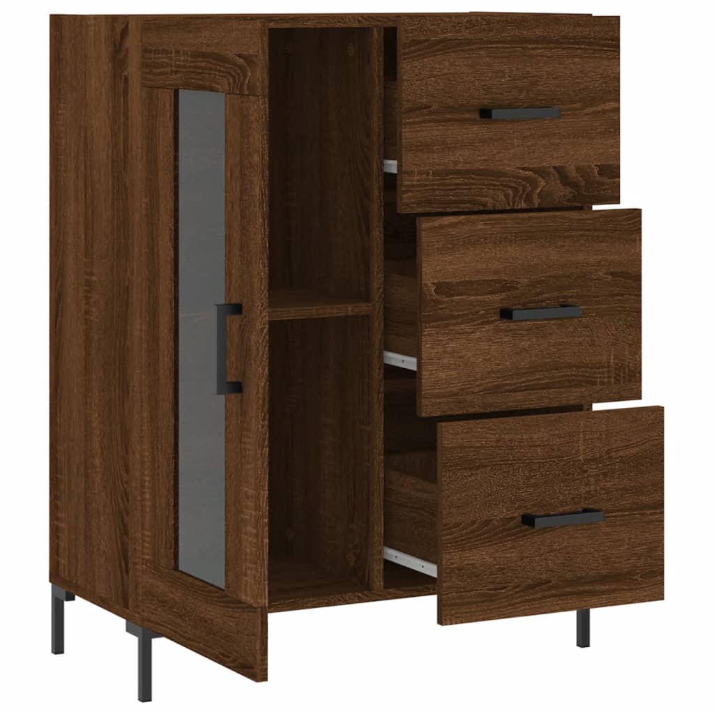 skænk 69,5x34x90 cm konstrueret træ brun egetræsfarve