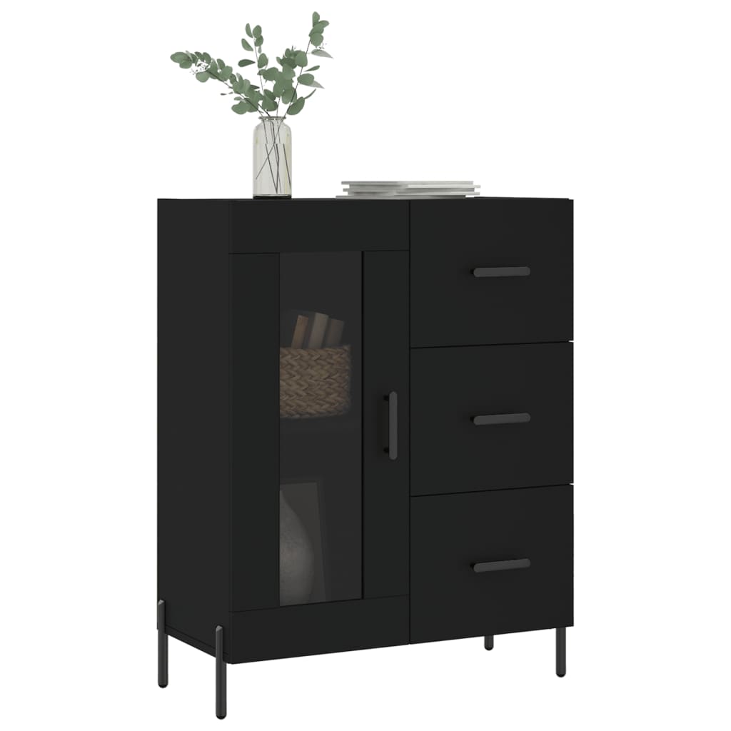 skænk 69,5x34x90 cm konstrueret træ sort