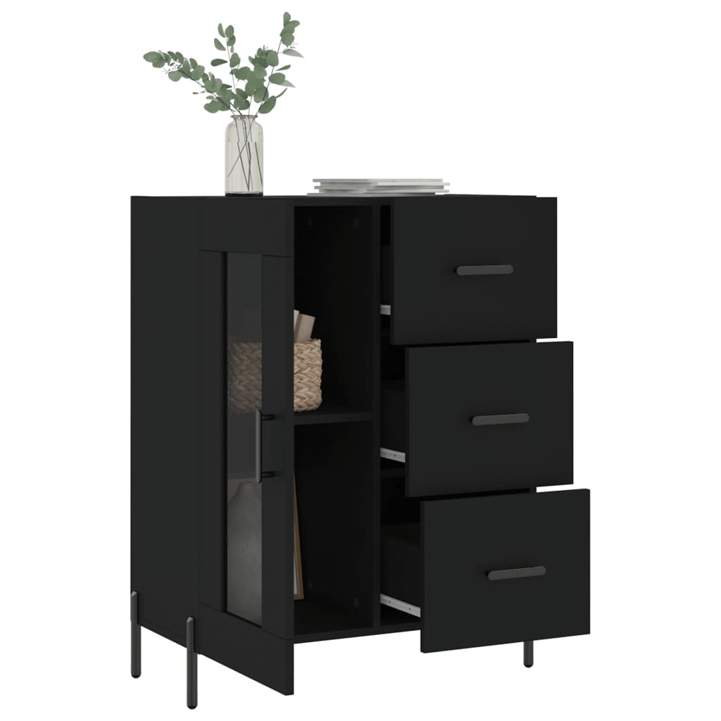 skænk 69,5x34x90 cm konstrueret træ sort