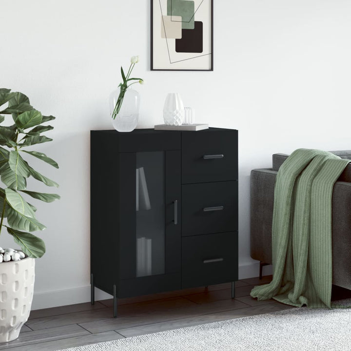 skænk 69,5x34x90 cm konstrueret træ sort