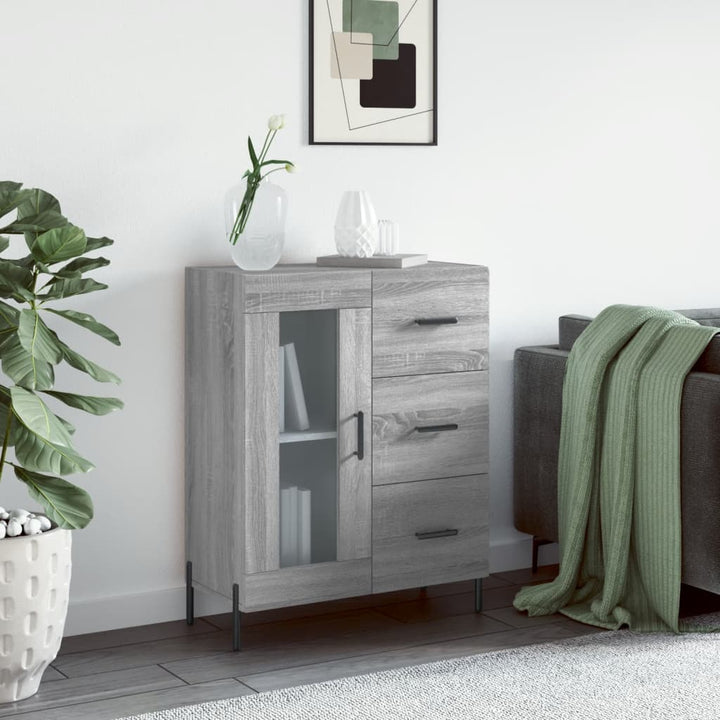 skænk 69,5x34x90 cm konstrueret træ grå sonoma-eg