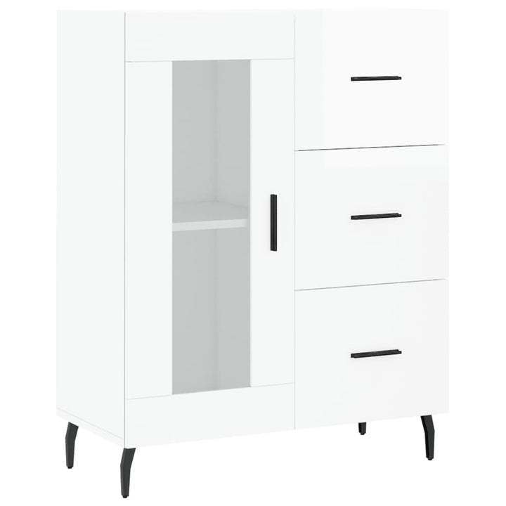 skænk 69,5x34x90 cm konstrueret træ hvid højglans