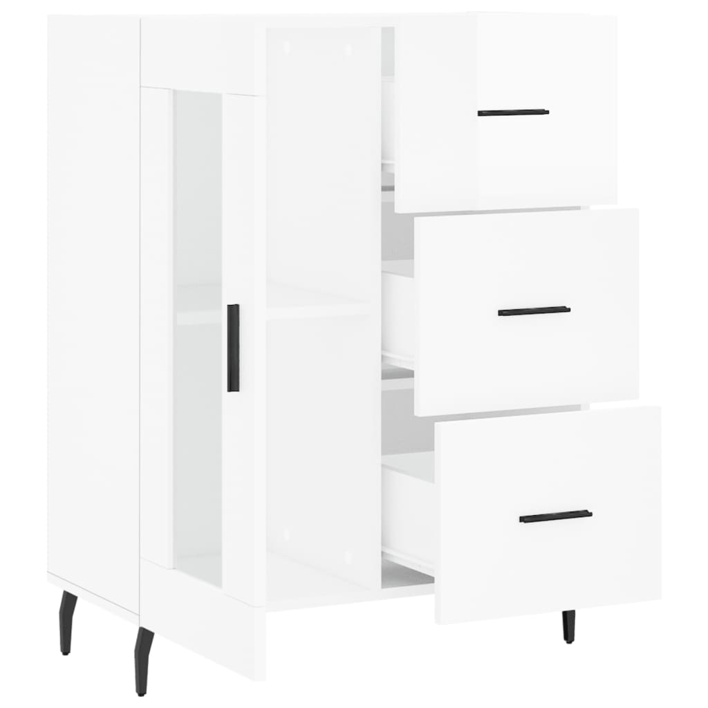 skænk 69,5x34x90 cm konstrueret træ hvid højglans