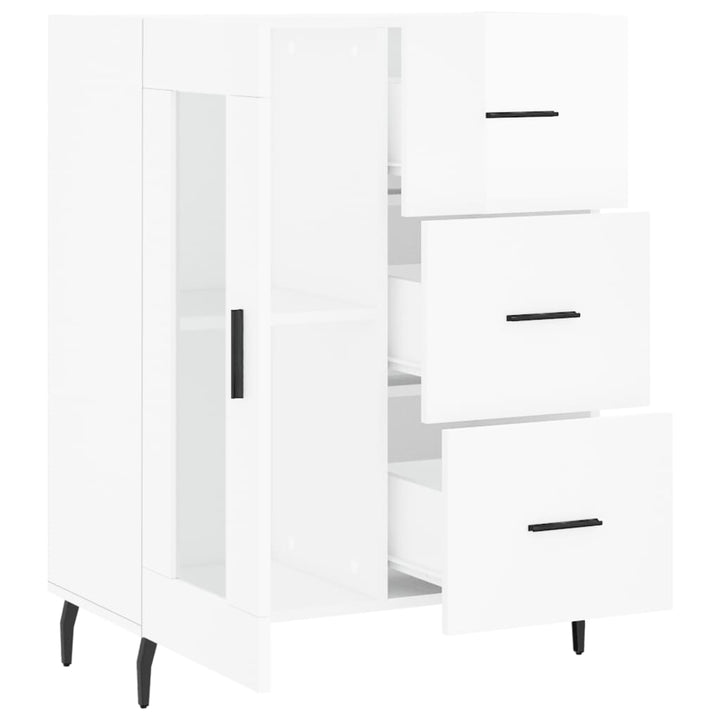 skænk 69,5x34x90 cm konstrueret træ hvid højglans