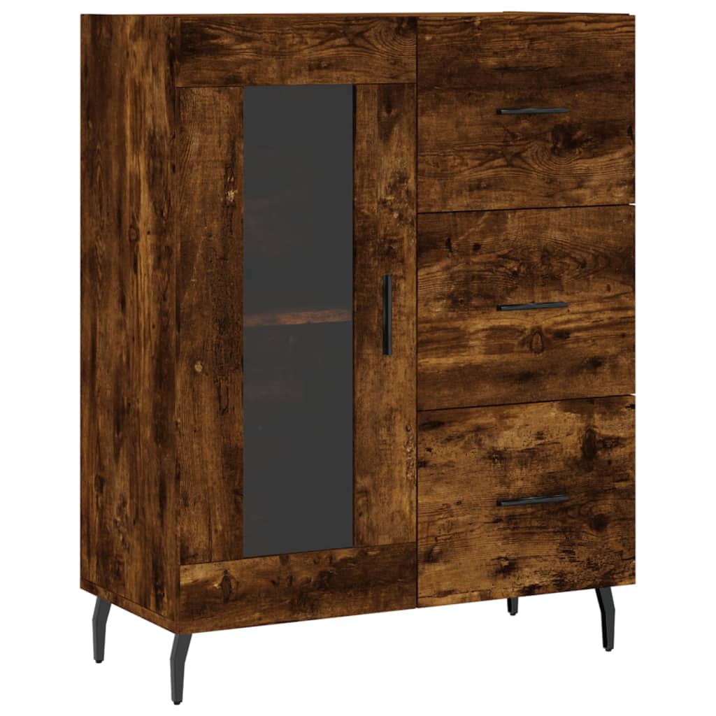 skænk 69,5x34x90 cm konstrueret træ røget egetræsfarve