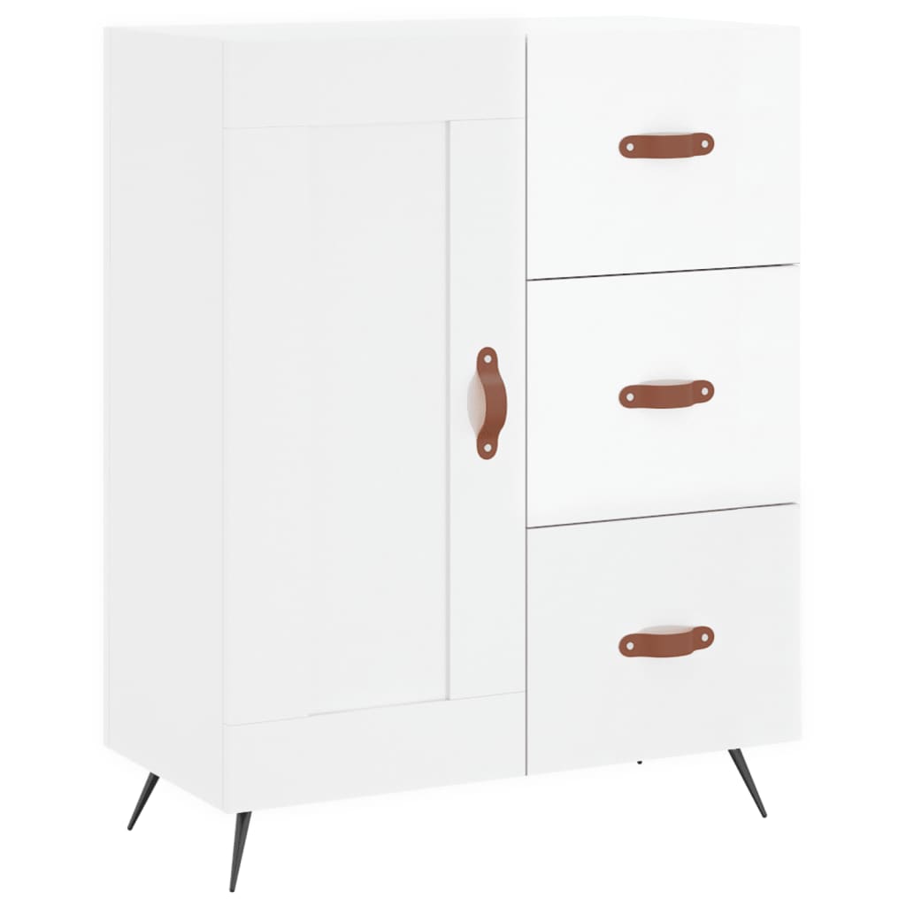 skænk 69,5x34x90 cm konstrueret træ hvid højglans