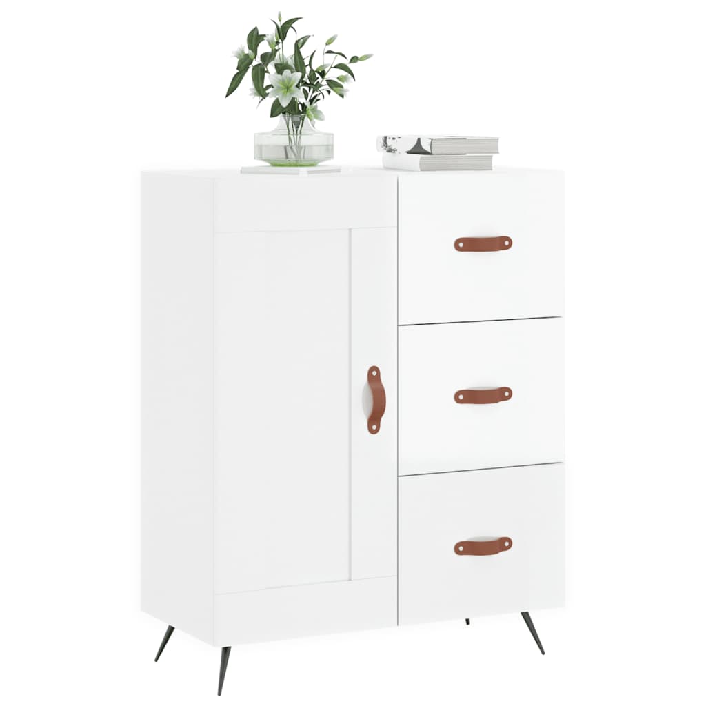 skænk 69,5x34x90 cm konstrueret træ hvid højglans