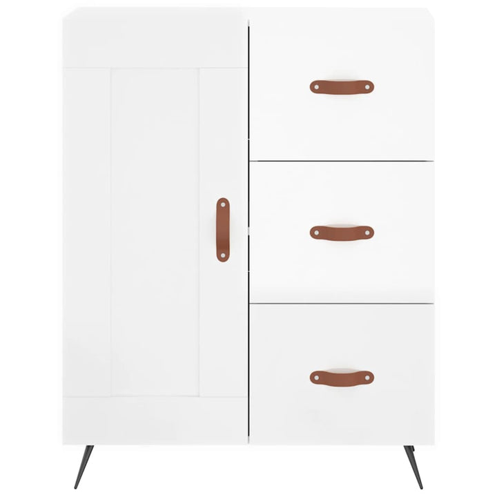 skænk 69,5x34x90 cm konstrueret træ hvid højglans