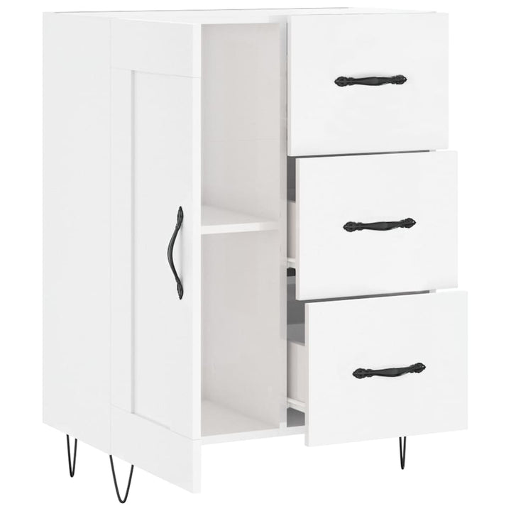 skænk 69,5x34x90 cm konstrueret træ hvid højglans