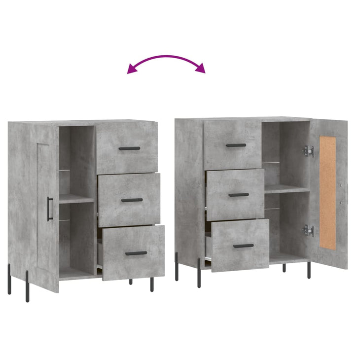 skænk 69,5x34x90 cm konstrueret træ betongrå
