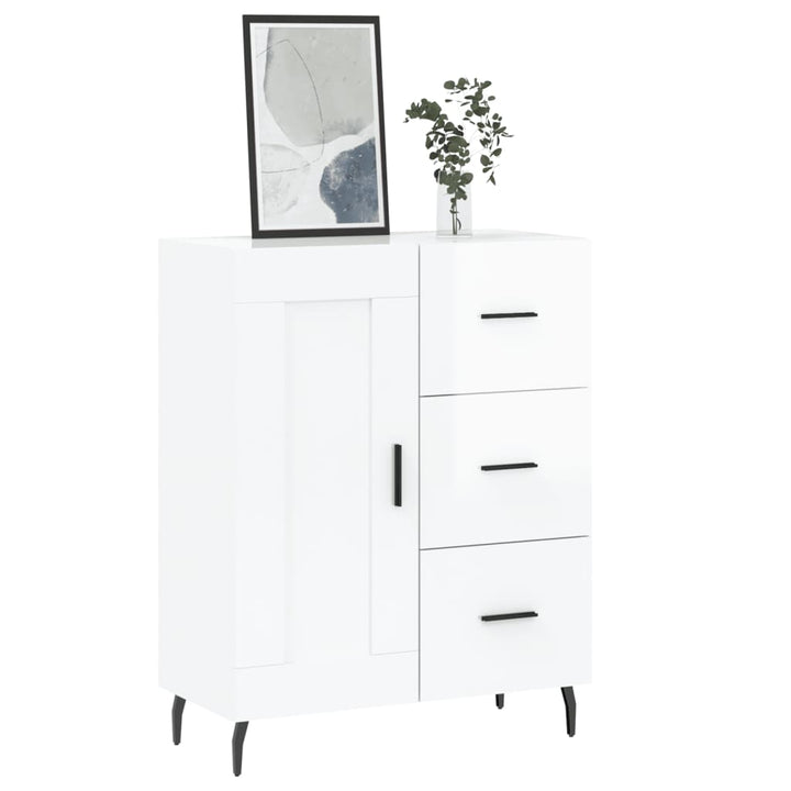 skænk 69,5x34x90 cm konstrueret træ hvid højglans