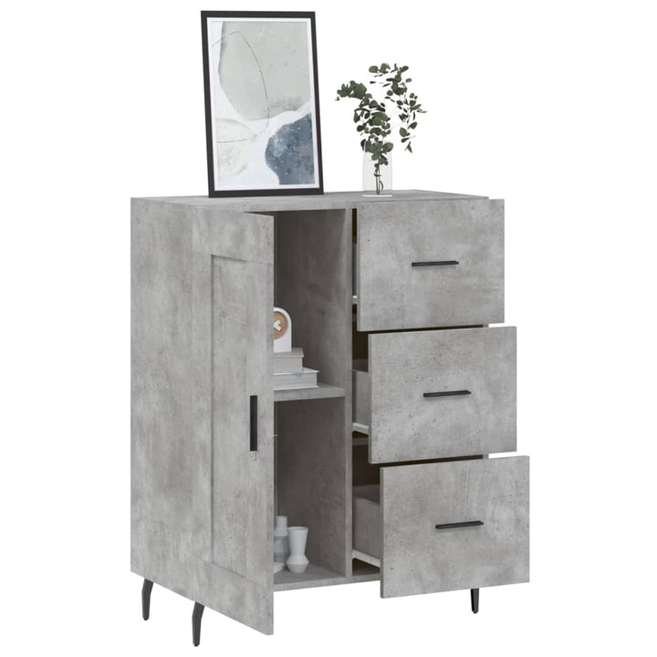 skænk 69,5x34x90 cm konstrueret træ betongrå