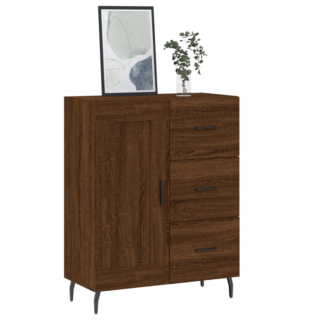 skænk 69,5x34x90 cm konstrueret træ brun egetræsfarve