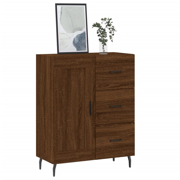 skænk 69,5x34x90 cm konstrueret træ brun egetræsfarve