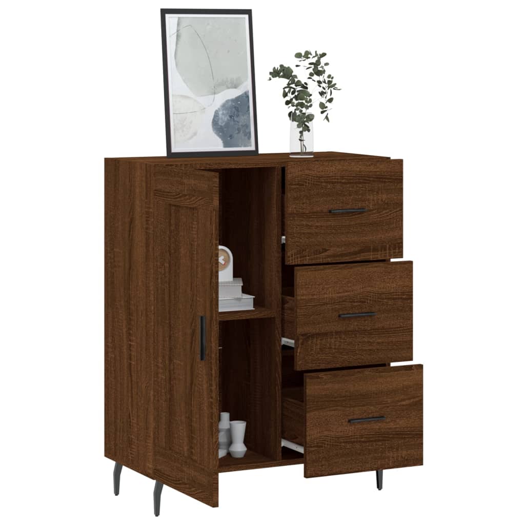skænk 69,5x34x90 cm konstrueret træ brun egetræsfarve