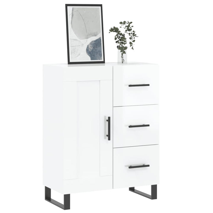 skænk 69,5x34x90 cm konstrueret træ hvid højglans