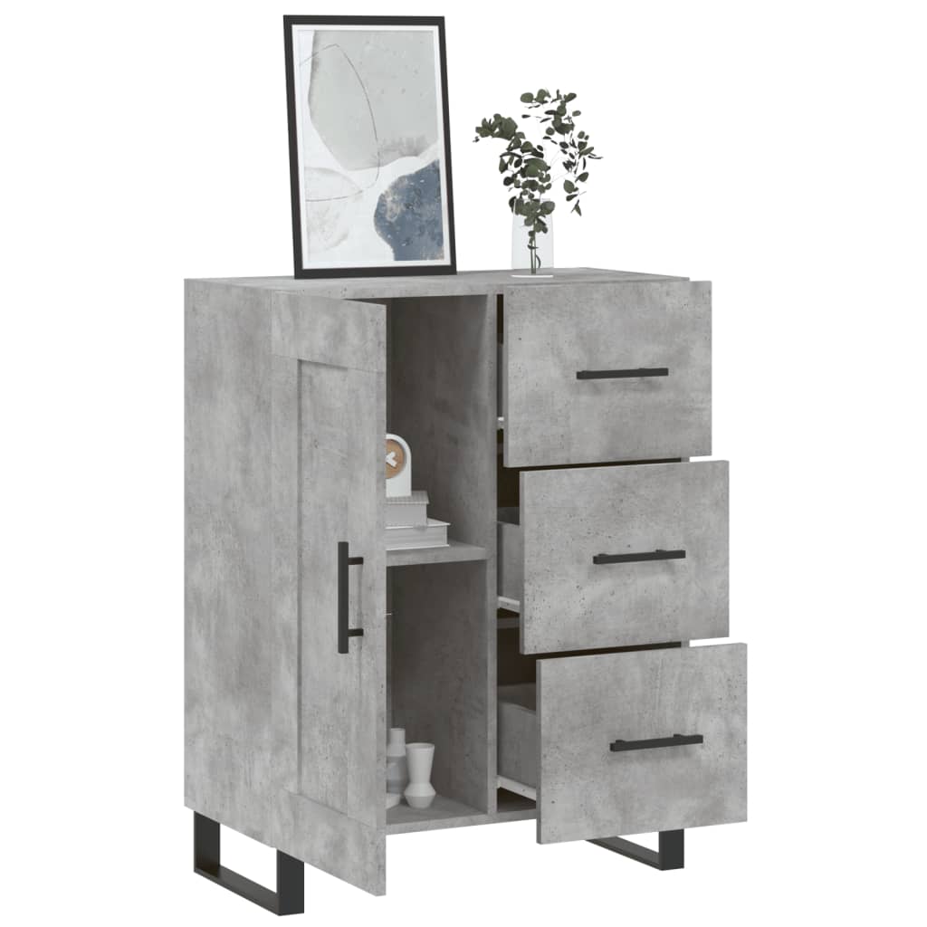 skænk 69,5x34x90 cm konstrueret træ betongrå