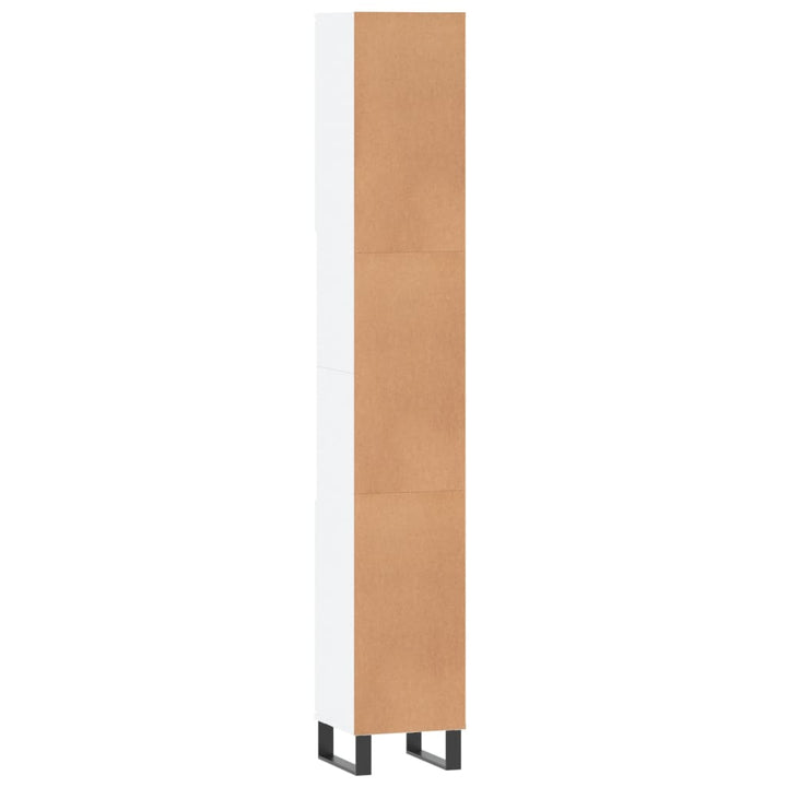 badeværelsesskab 30x30x190 cm konstrueret træ hvid