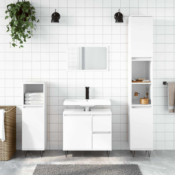 badeværelsesskab 65x33x60 cm konstrueret træ hvid højglans