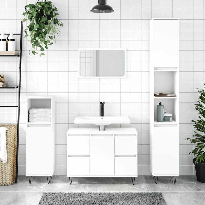 badeværelsesskab 80x33x60 cm konstrueret træ hvid