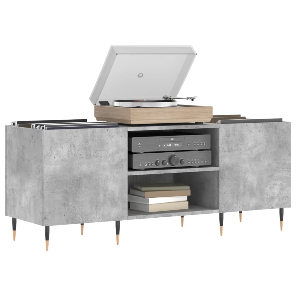 vinylskab 121x38x48 cm konstrueret træ betongrå