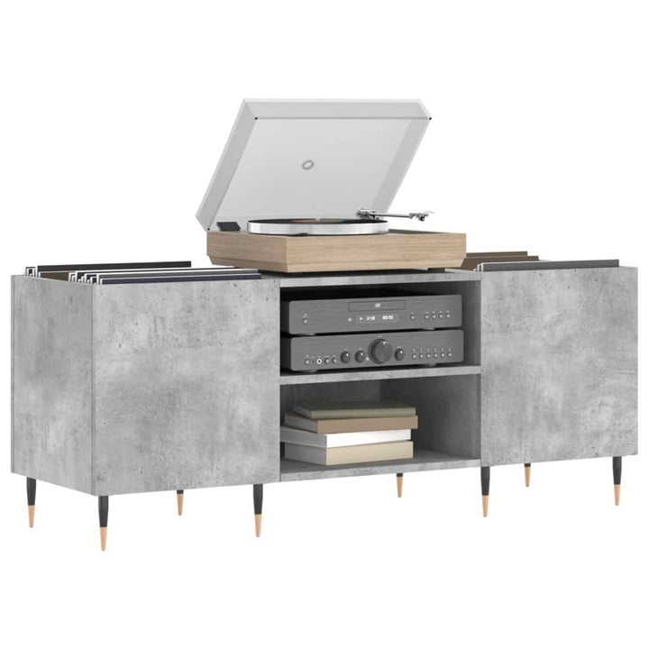 vinylskab 121x38x48 cm konstrueret træ betongrå