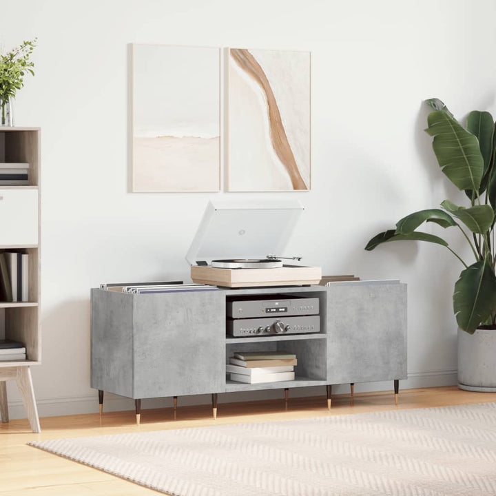 vinylskab 121x38x48 cm konstrueret træ betongrå
