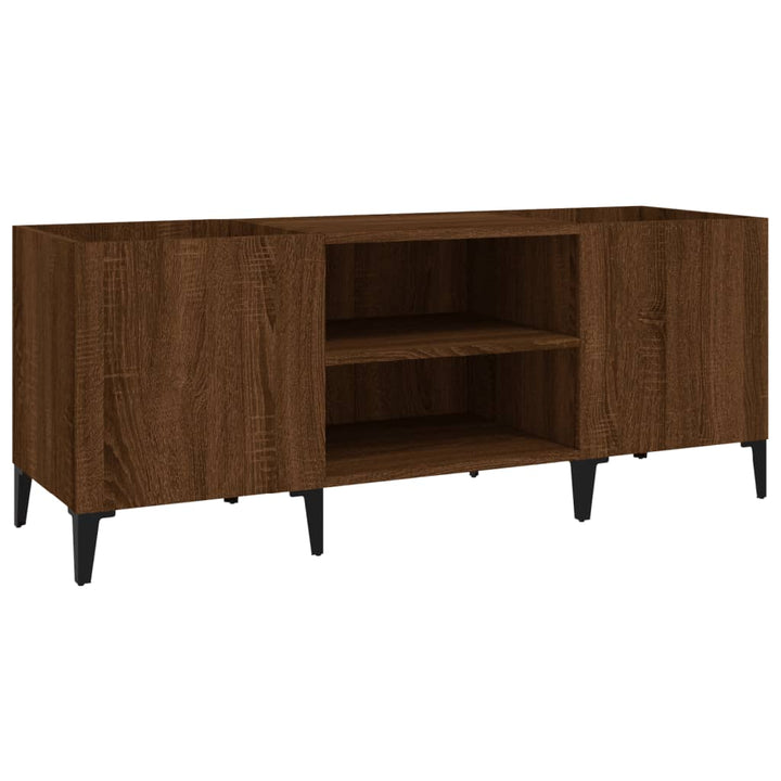vinylskab 121x38x48 cm konstrueret træ brun egetræsfarve