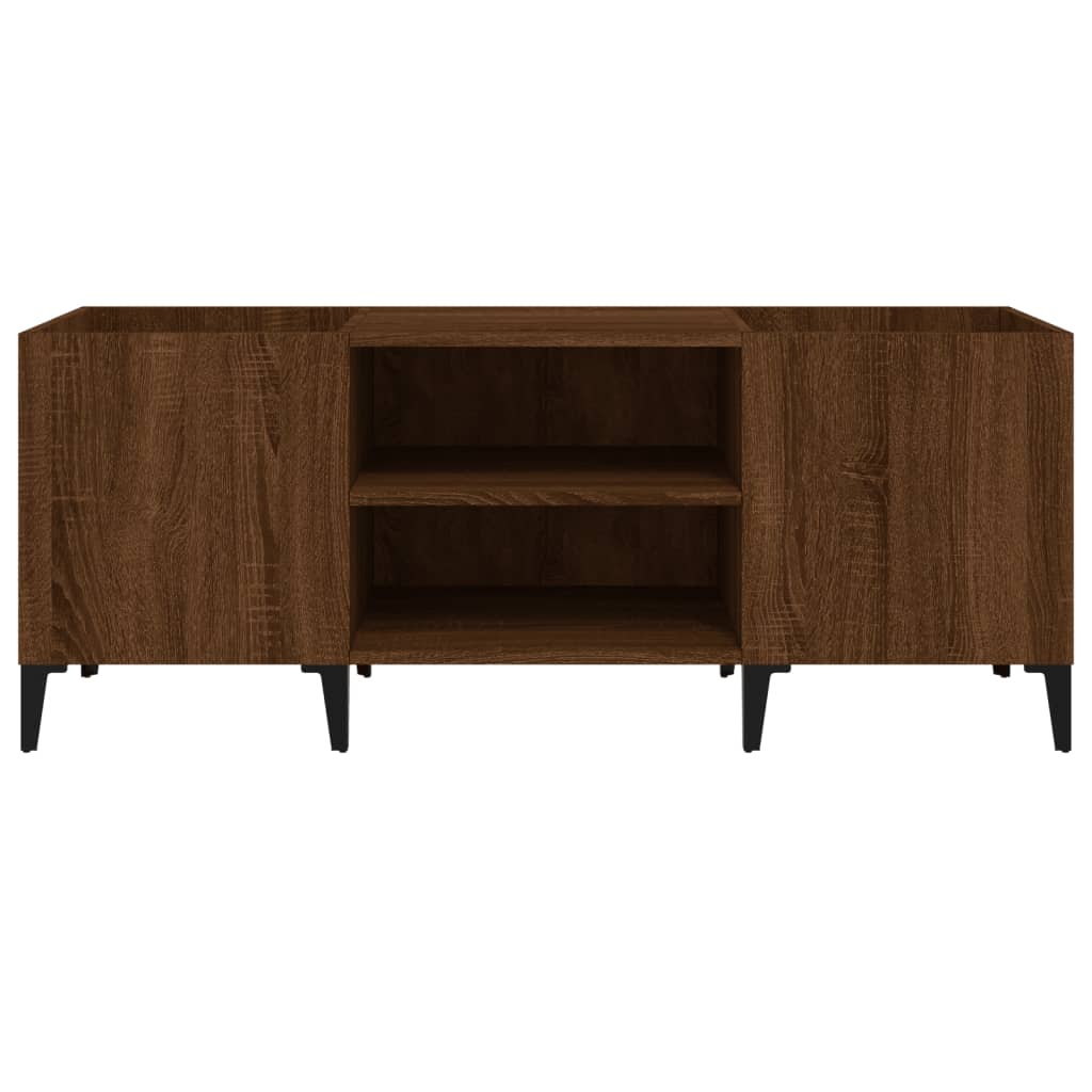 vinylskab 121x38x48 cm konstrueret træ brun egetræsfarve