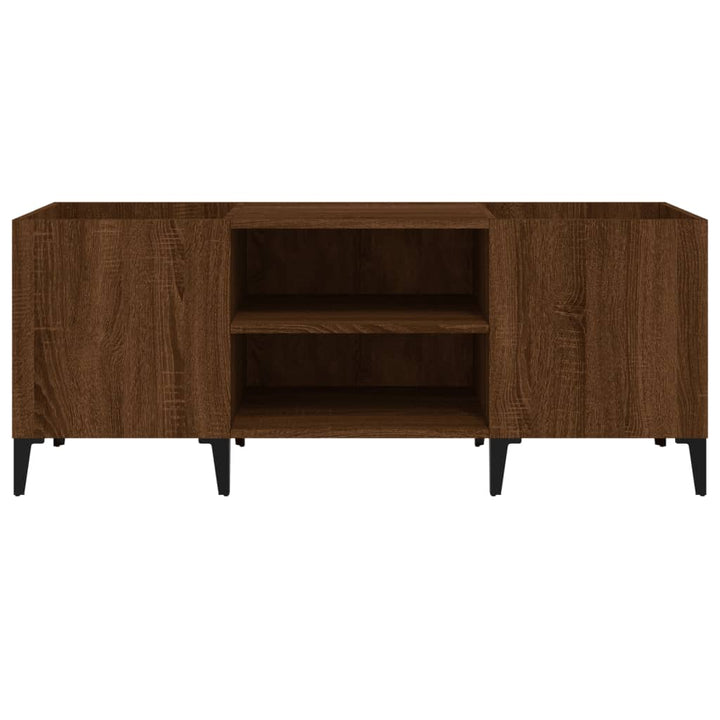 vinylskab 121x38x48 cm konstrueret træ brun egetræsfarve