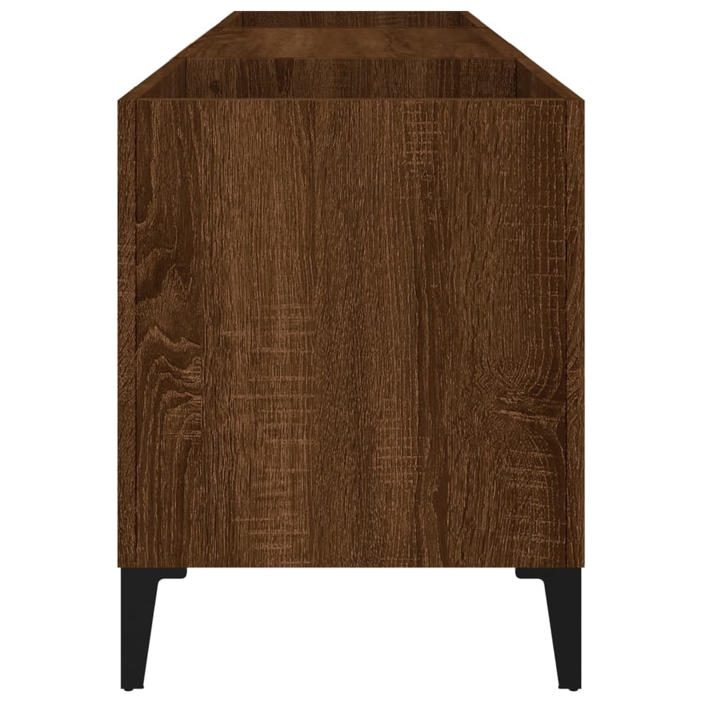 vinylskab 121x38x48 cm konstrueret træ brun egetræsfarve