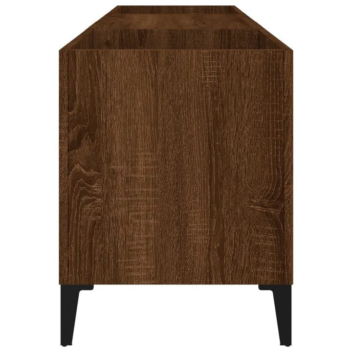 vinylskab 121x38x48 cm konstrueret træ brun egetræsfarve