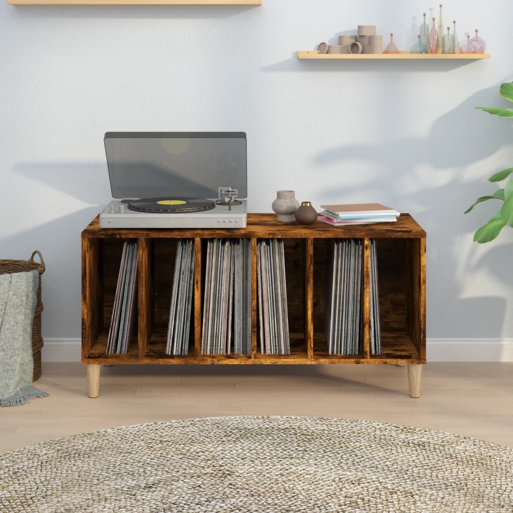 vinylskab 100x38x48 cm konstrueret træ røget egetræsfarve