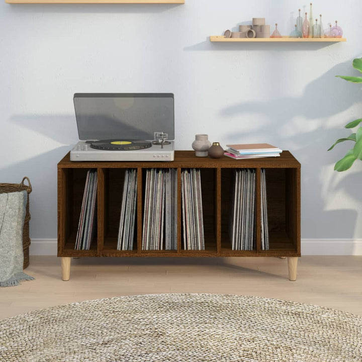 vinylskab 100x38x48 cm konstrueret træ brun egetræsfarve