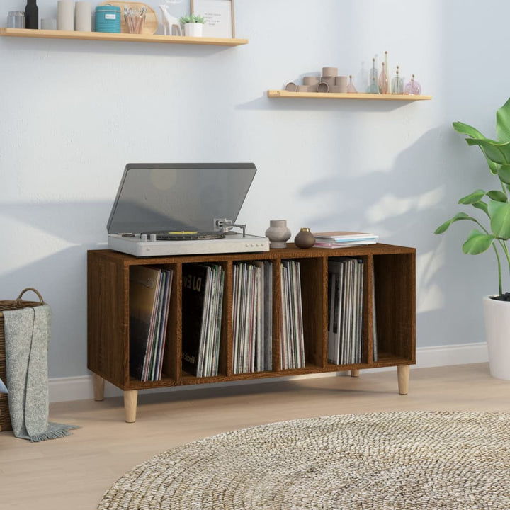 vinylskab 100x38x48 cm konstrueret træ brun egetræsfarve