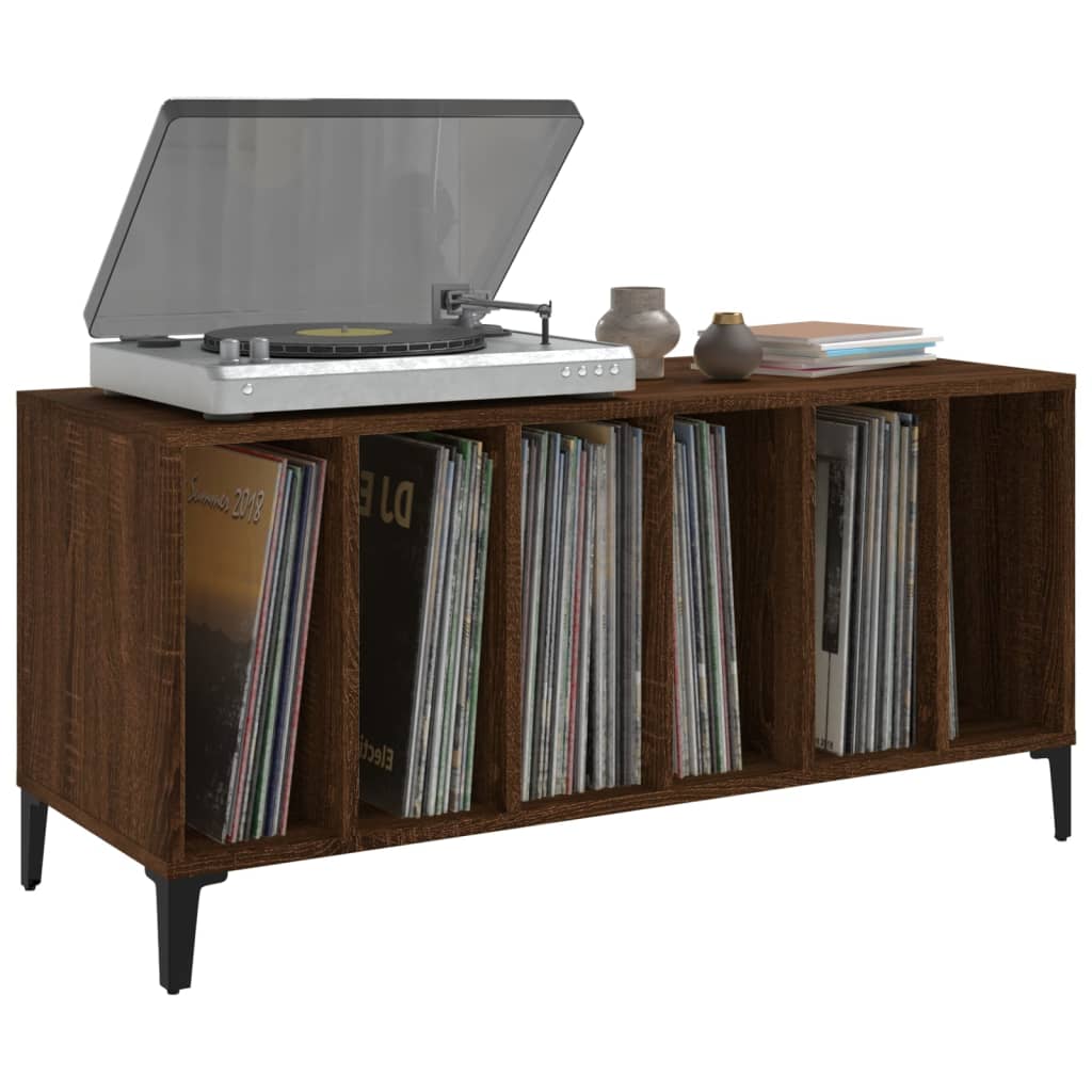 vinylskab 100x38x48 cm konstrueret træ brun egetræsfarve