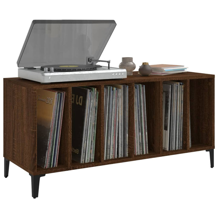 vinylskab 100x38x48 cm konstrueret træ brun egetræsfarve