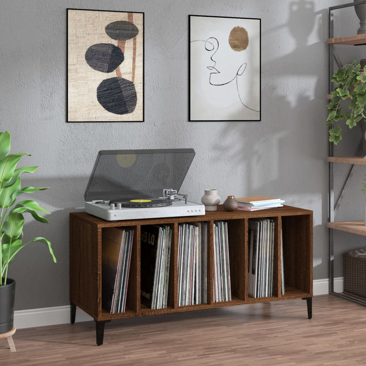 vinylskab 100x38x48 cm konstrueret træ brun egetræsfarve