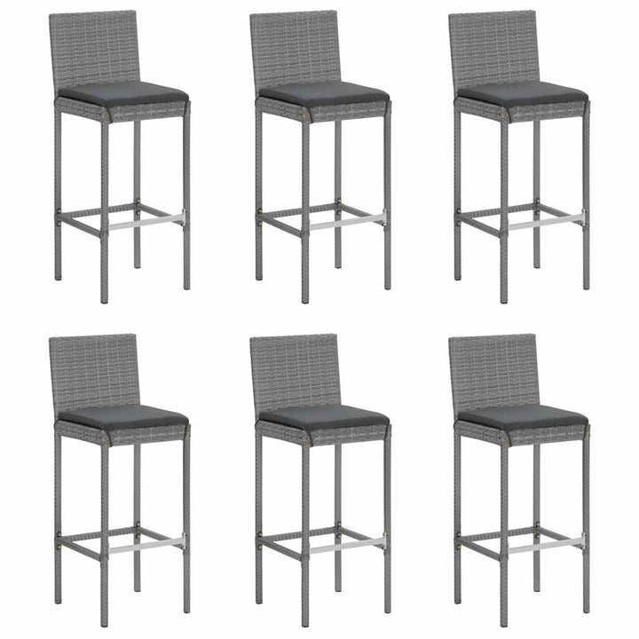 barsæt til haven 7 dele med hynder polyrattan grå