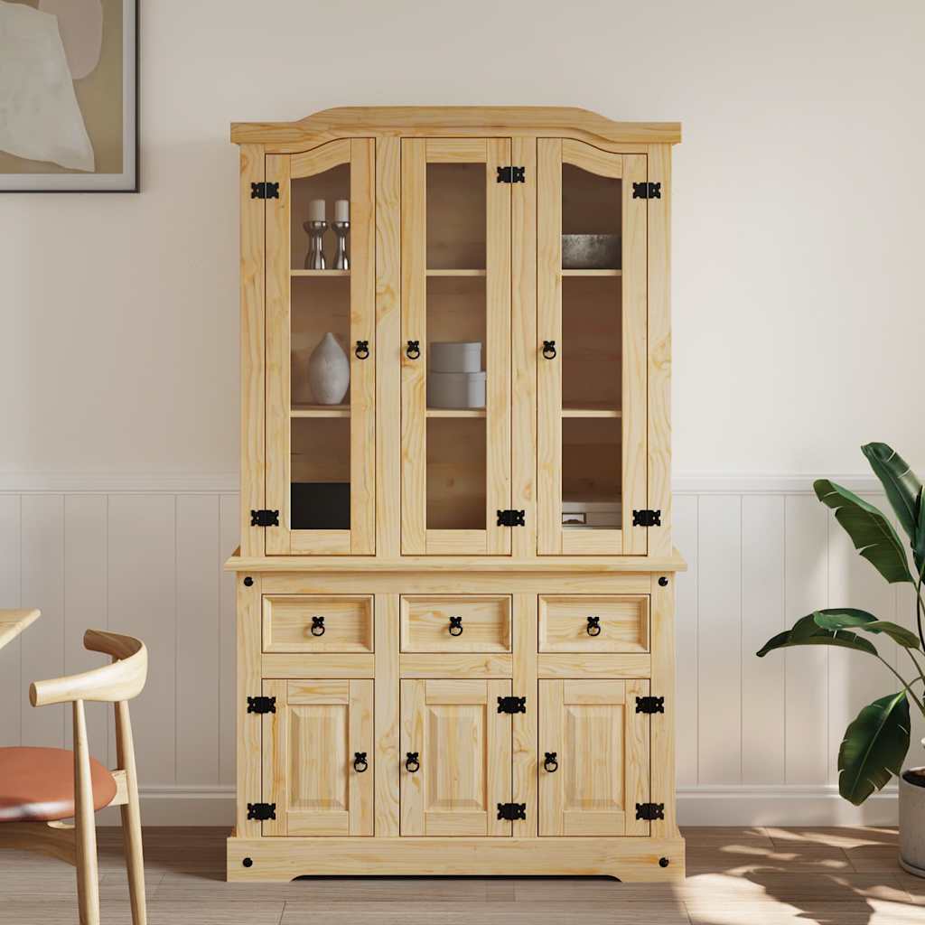 skænk Corona 112x43x196 cm massivt mexicansk fyrretræ brun