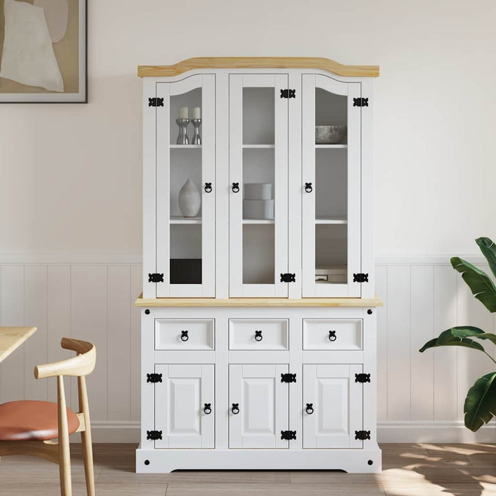 skænk Corona 112x43x196 cm massivt mexicansk fyrretræ hvid