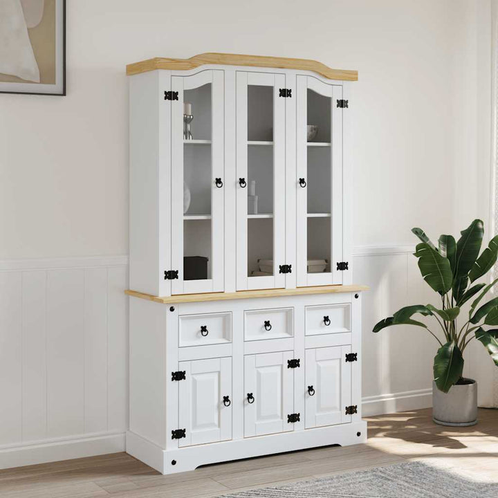 skænk Corona 112x43x196 cm massivt mexicansk fyrretræ hvid
