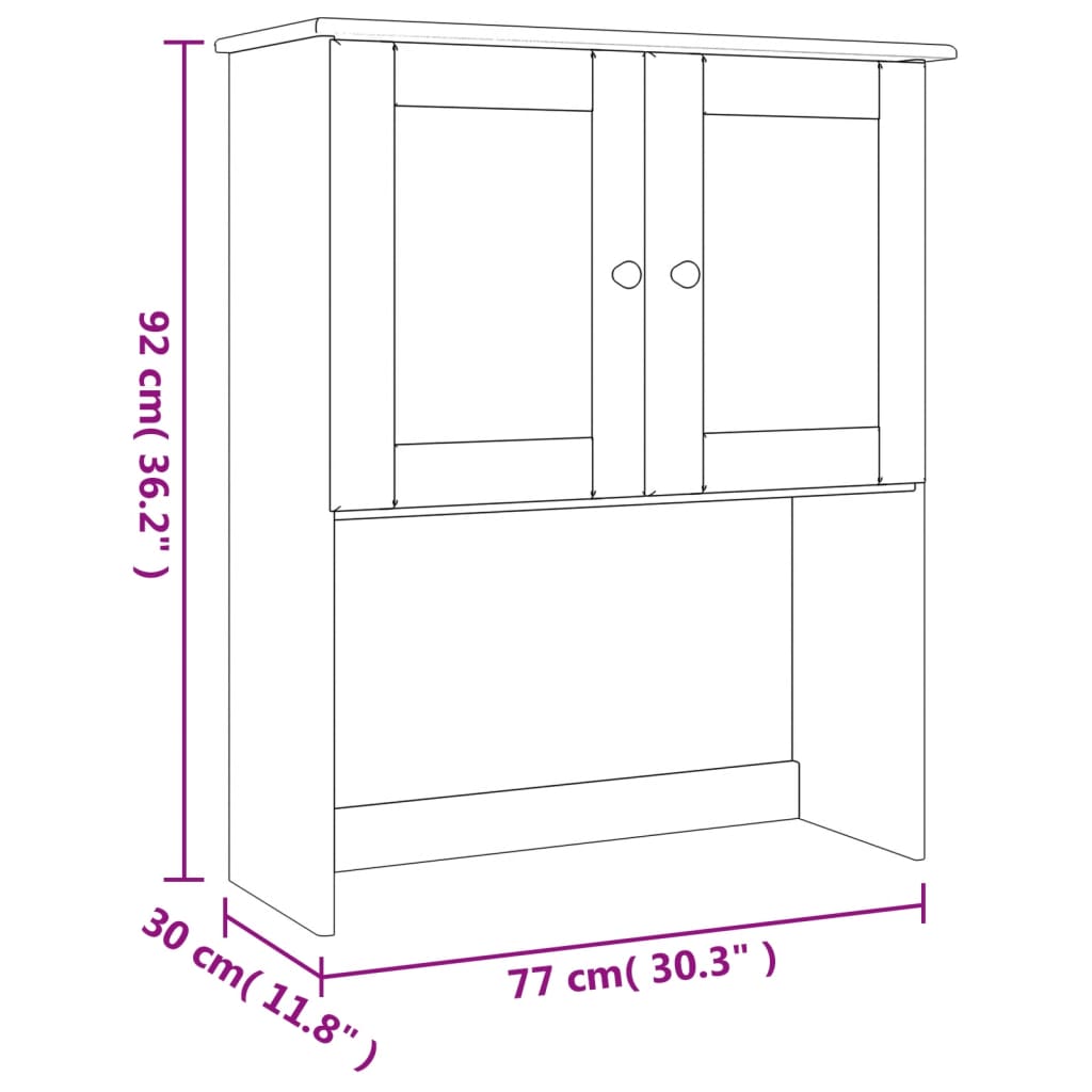 skabstop til skænk ALTA 77x30x92 cm massivt fyrretræ hvid