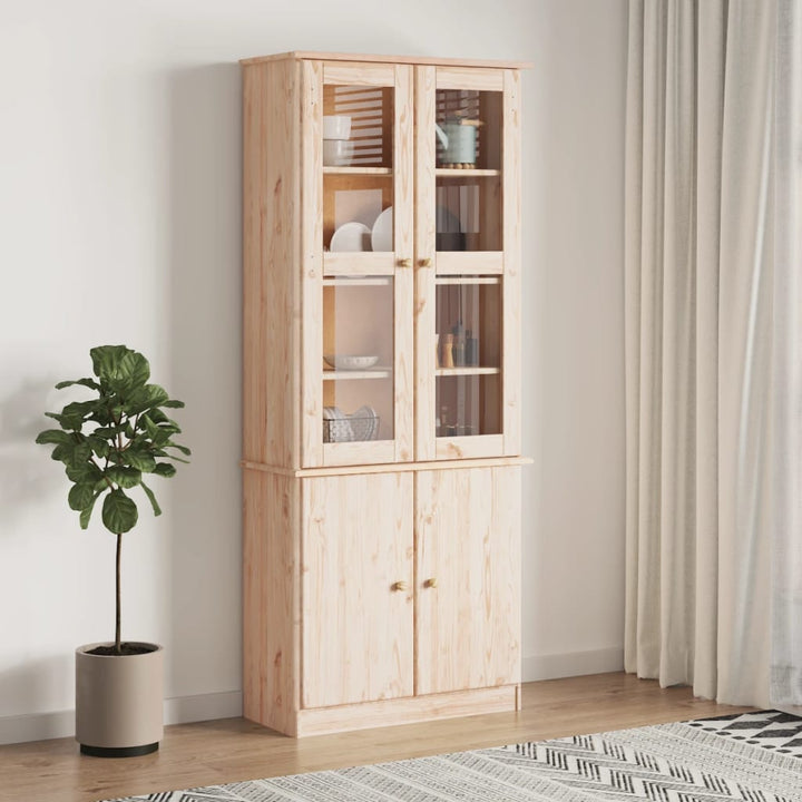 vitrineskab ALTA 77x35x186,5 cm massivt fyrretræ