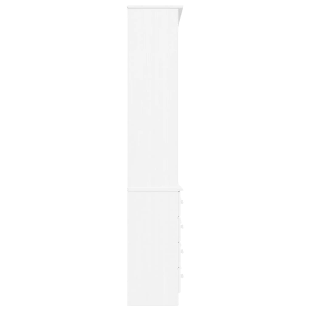 bogreol med skufferALTA 77x35x186,5 cm massivt fyrretræ hvid
