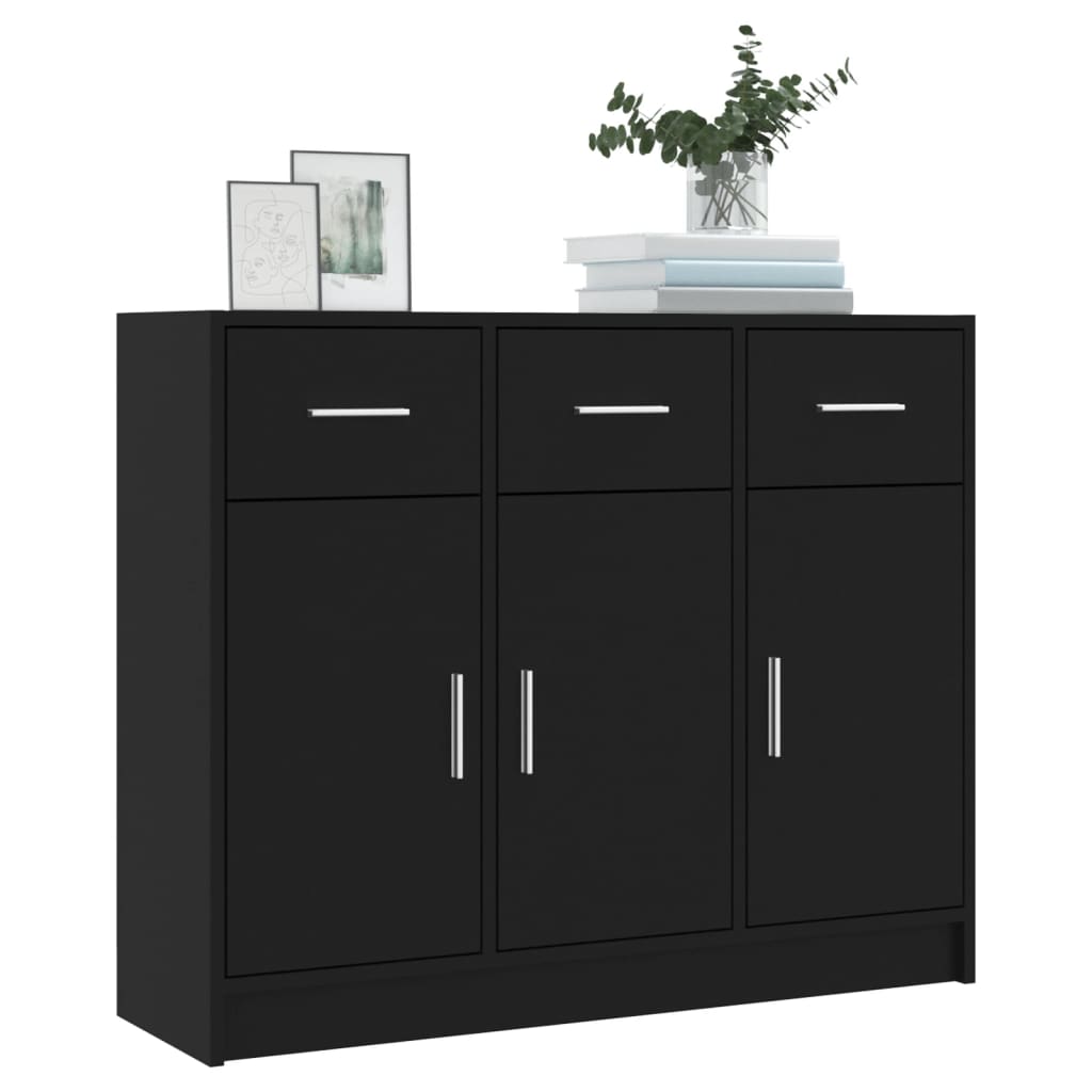 skænk 91x28x75 cm konstrueret træ sort