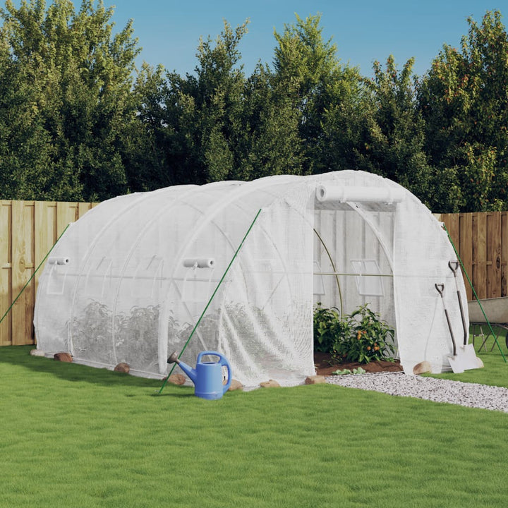 drivhus med stålramme hvid 12 m² 4x3x2 m