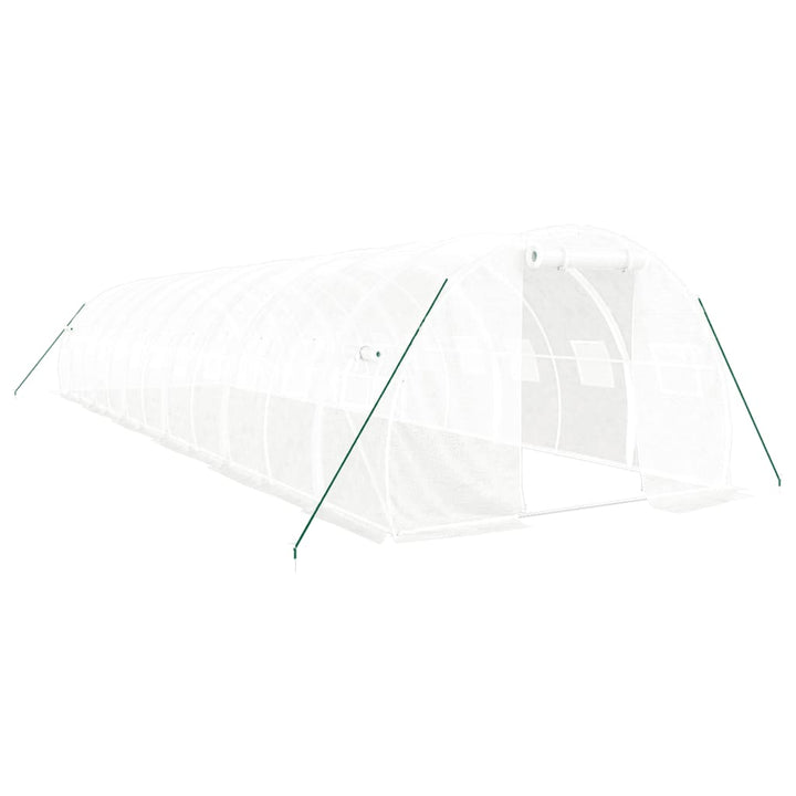 drivhus med stålstel 36 m² 12x3x2 m hvid