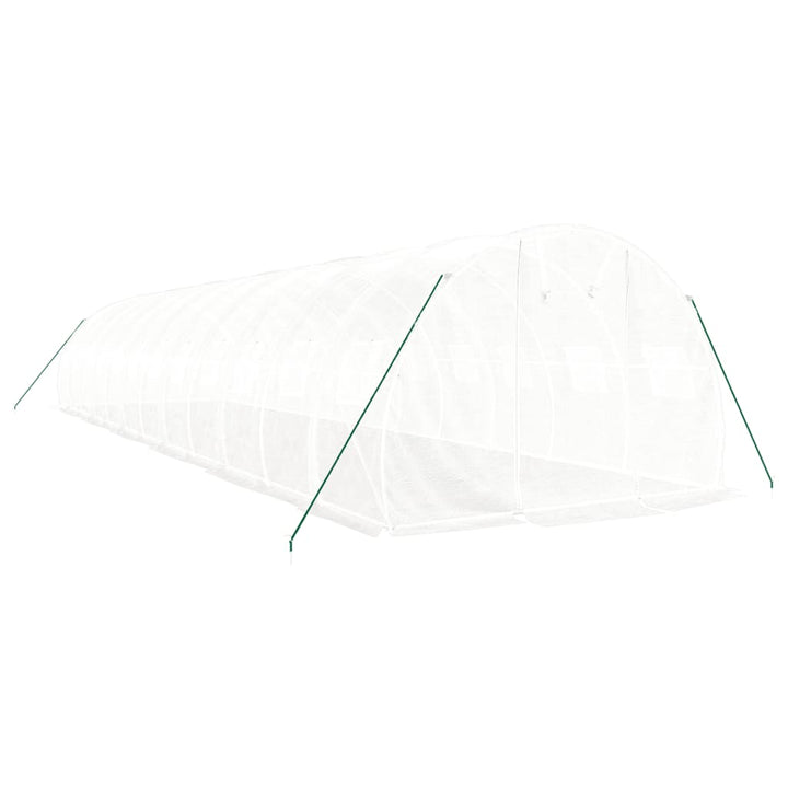 drivhus med stålstel 36 m² 12x3x2 m hvid
